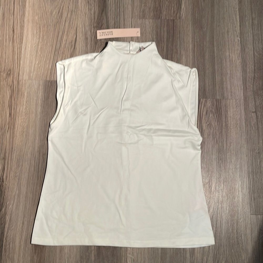Badgley Mischka Ivory White Mock Neck Dress Tank L